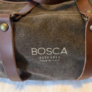 GREAT DEAL! 🧳 Bosca Tan and Brown Canvas & Leather Duffel Bag EUC - barely used!